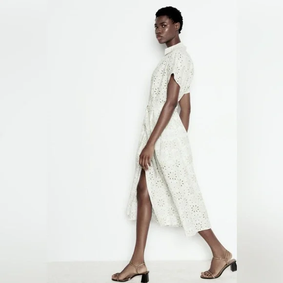 Zara Rubberized Embroidery Midi Dress - Picture 3 of 11